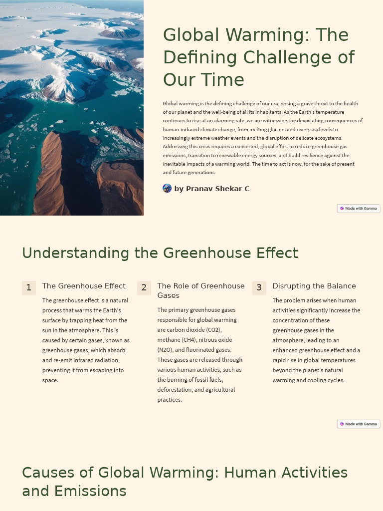 Global Warming The Defining Challenge of Our Time | PDF | Climate ...