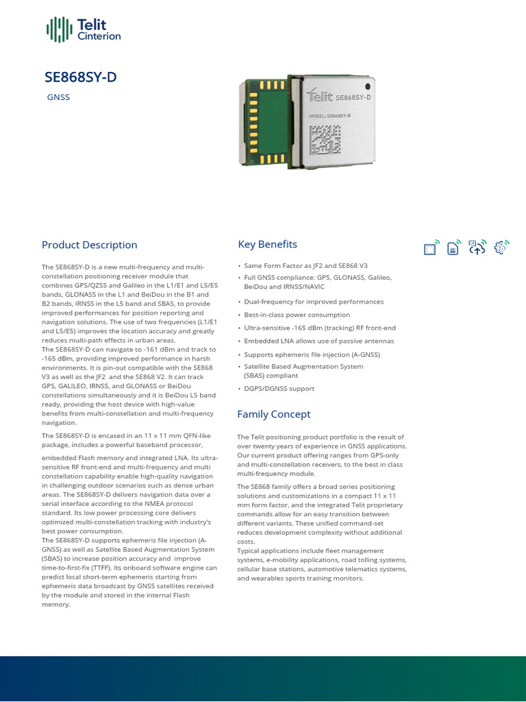 TC SE868SY-D Product Brief | PDF | Electronics | Wireless