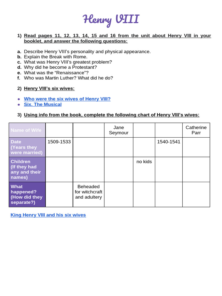 Assignment #4 - Henry VIII | PDF | Classics