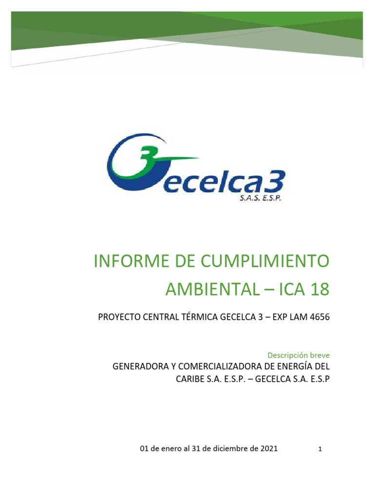 Informe Ambiental Gecelca 3 - 2021 | PDF | Vapor | Tecnología energética
