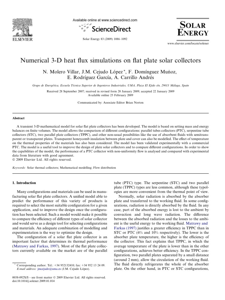 3D Heat Flux Model for Solar Collectors | PDF | Thermal Insulation ...