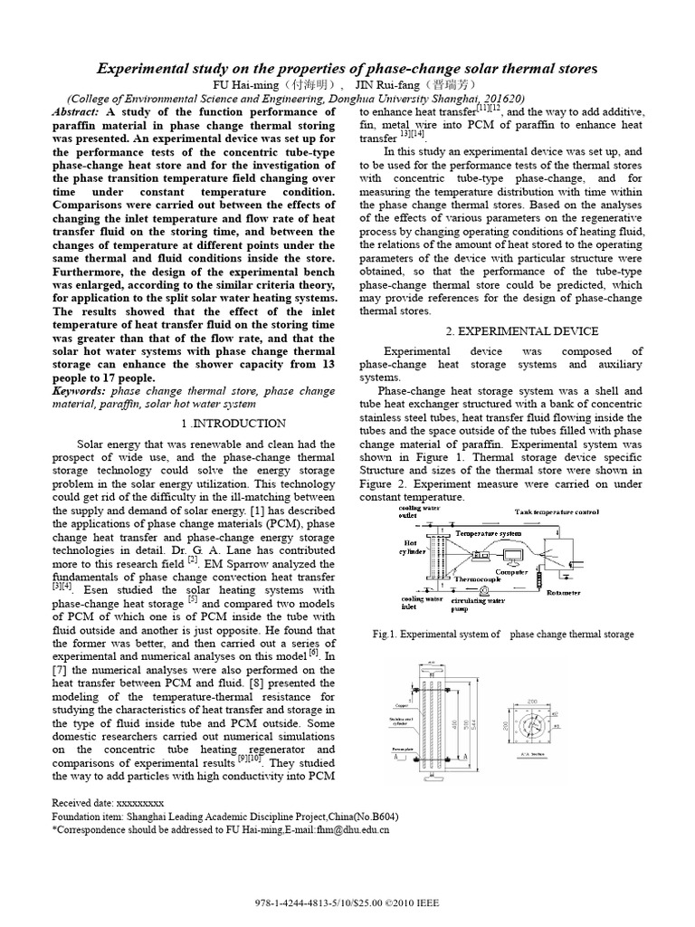 Phase-Change Solar Thermal Storage Study | PDF | Heat Transfer | Heat