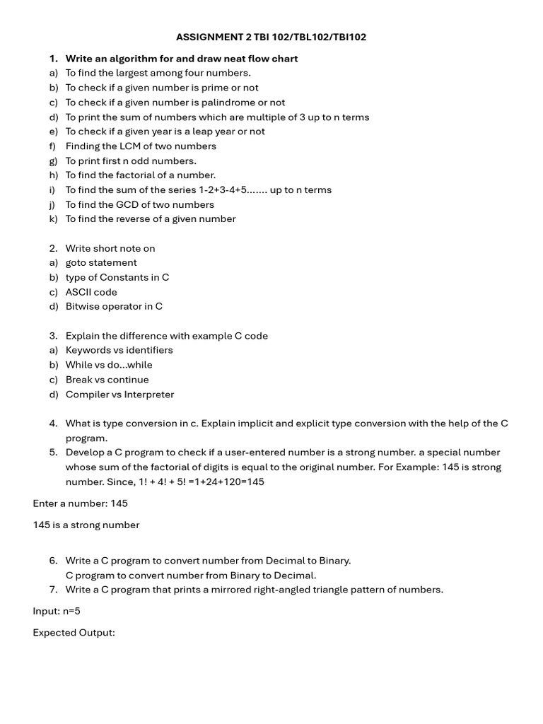 C Programming Algorithms and Concepts | PDF