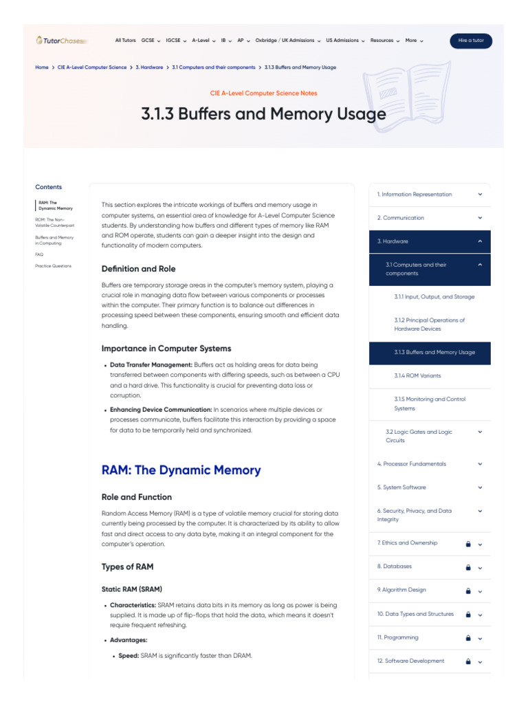 Buffers and Memory in Computers | PDF | Random Access Memory | Computer ...