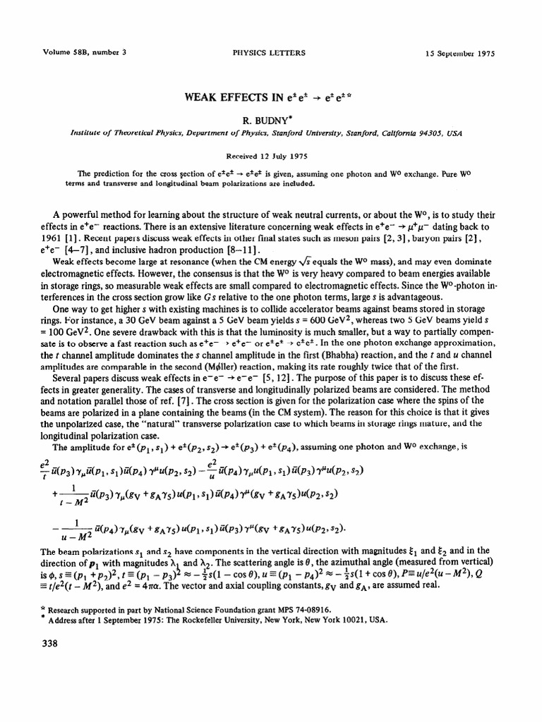 Weak Effects in e+e- Reactions Analysis | PDF | Polarization (Waves ...