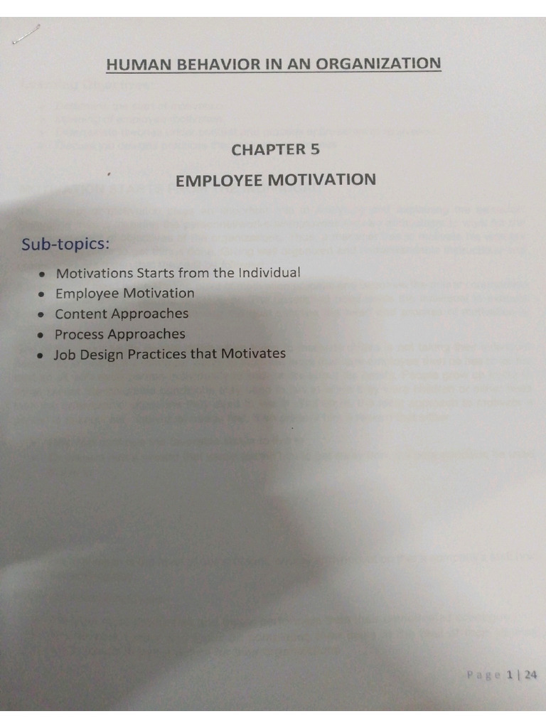 Employee Motivation Chapter 5 | PDF