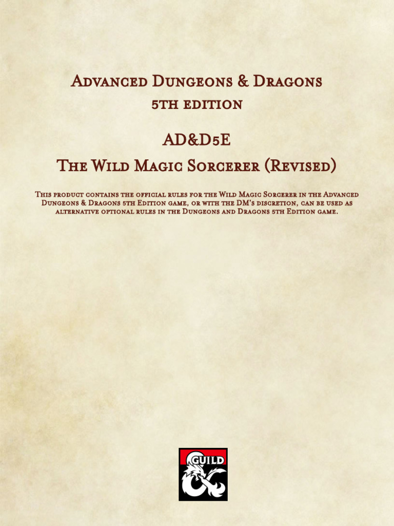 Revised Wild Magic Sorcerer Guide | PDF | Dungeons & Dragons | Wizards ...