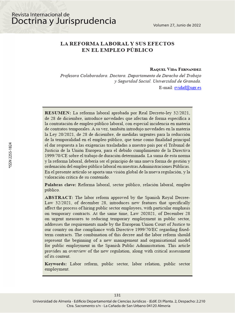 Efectos de la Reforma Laboral en el Empleo Público | PDF | Derecho ...
