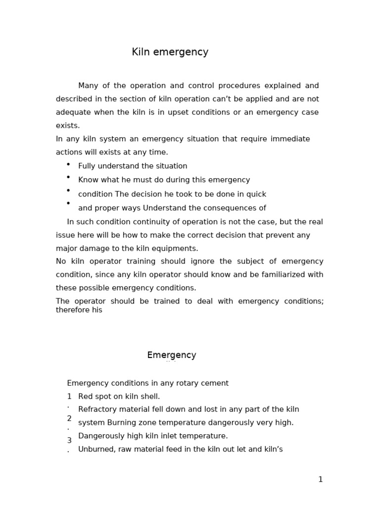 Kiln Emergency Condition Management | PDF | Building Engineering ...