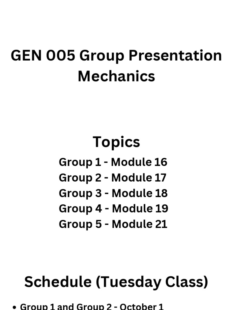 GEN 005 Group Presentation Mechanics | PDF