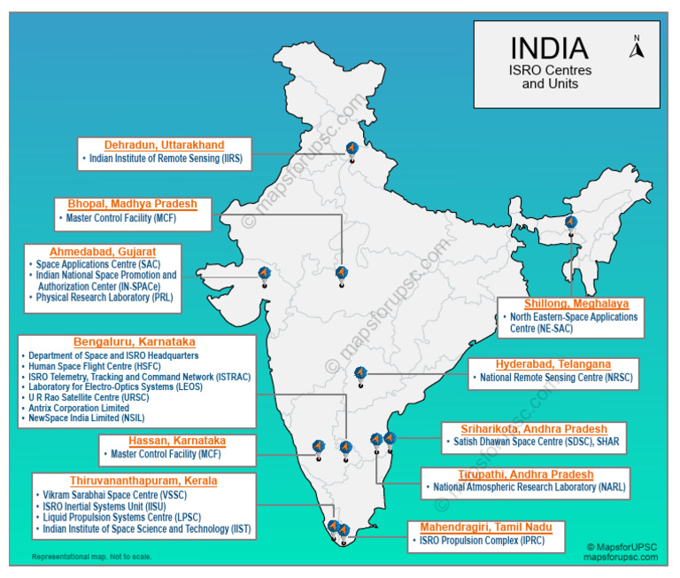 ISRO Centres and Units in India Map | PDF | Outer Space | Space Programs