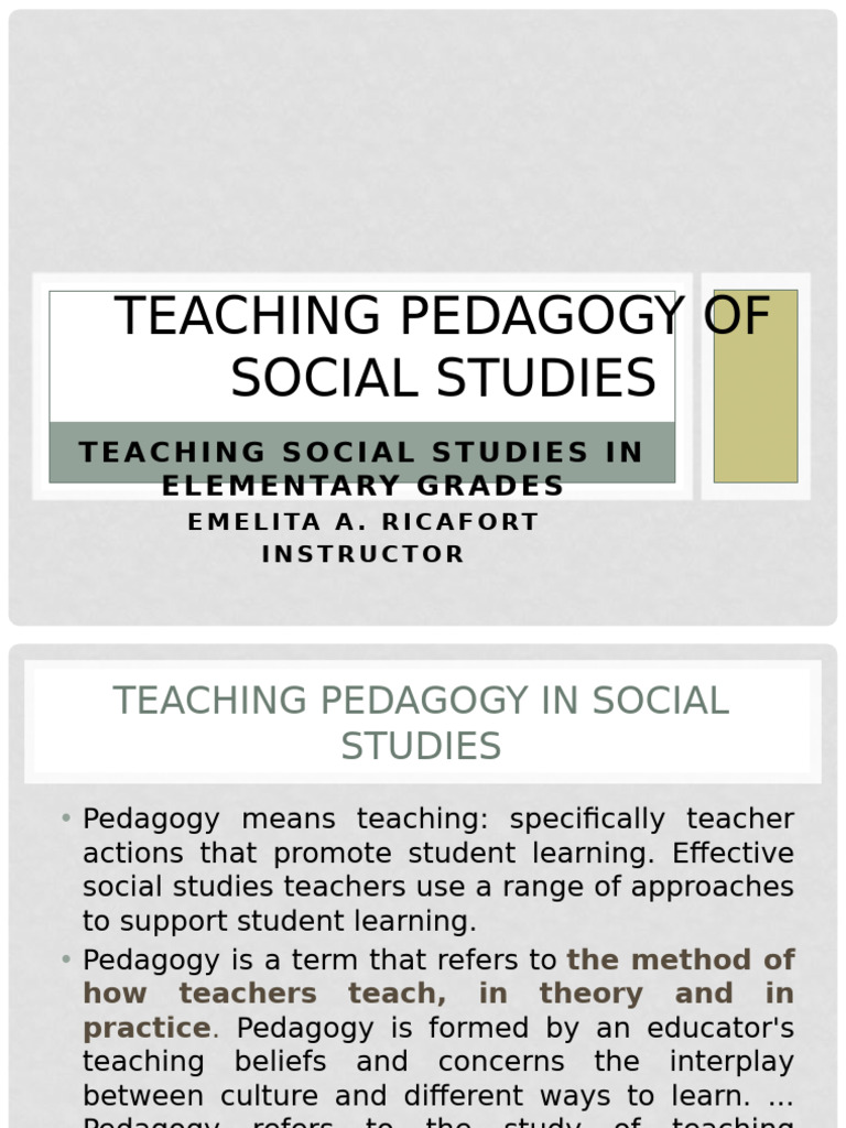 Effective Social Studies Pedagogy | PDF | Career & Growth