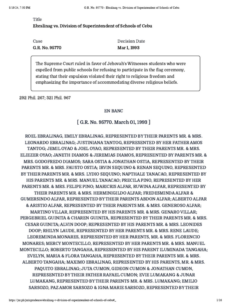 G r no 95770 ebralinag vs division of superintendent of schools of