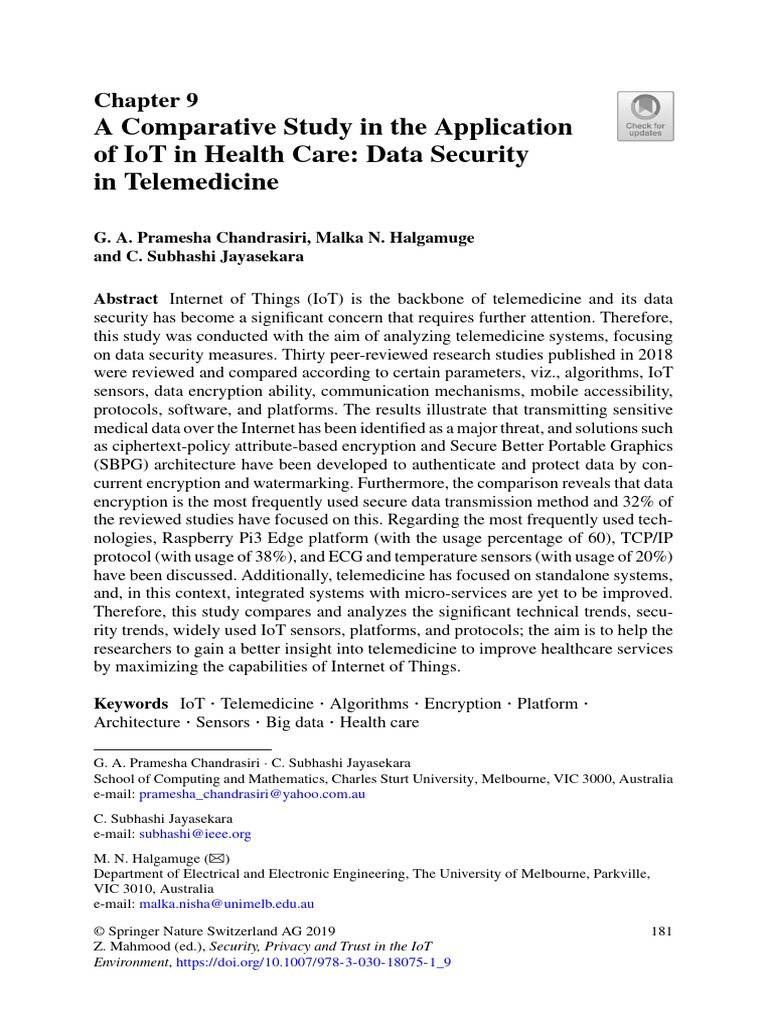 A Comparative Study in The Application of IoT in Health Care Data ...
