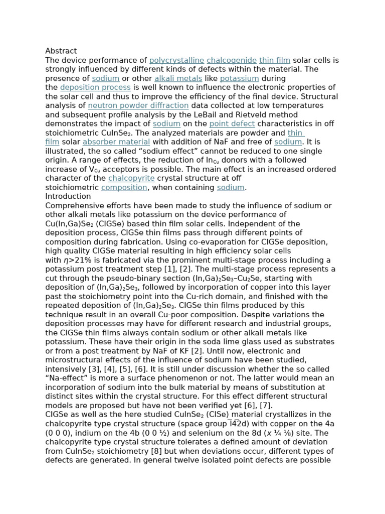 Performance of Polycrystalline Chalcogenide Thin Film | PDF | Solar ...