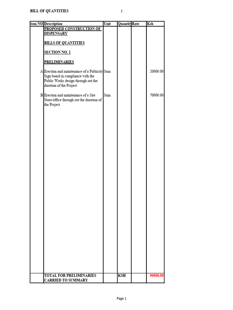 Boq Pdf Window Concrete