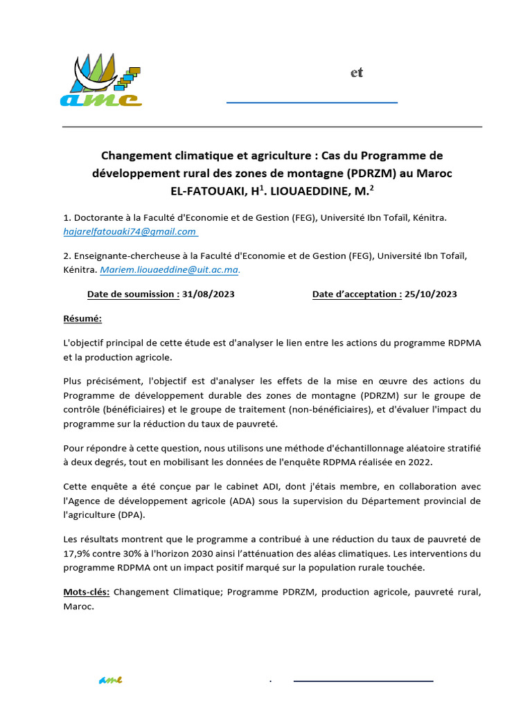 Impact du PDRZM sur l'agriculture au Maroc | PDF | Rendement agricole ...