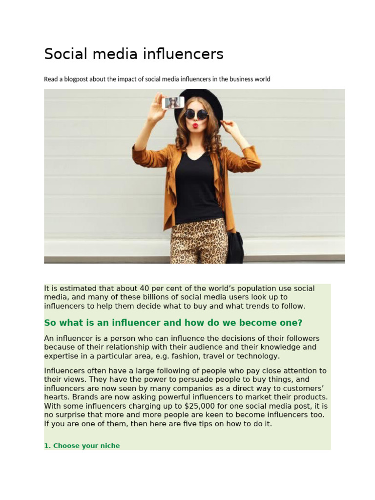Guide to Becoming a Social Media Influencer | PDF | Social Media ...