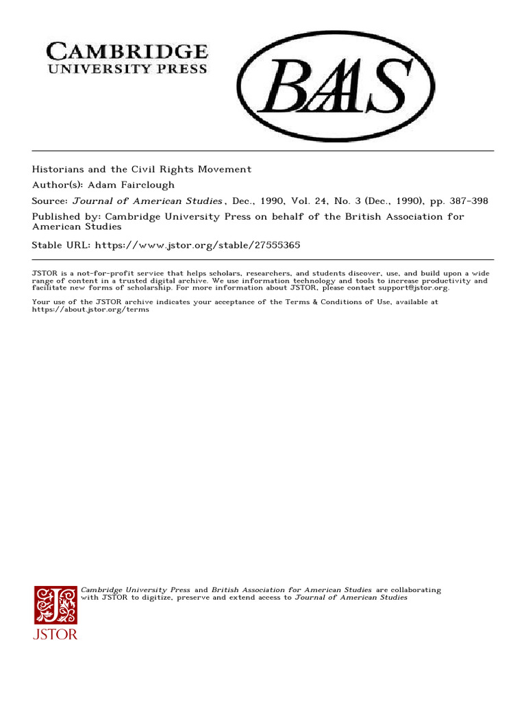 Historians on Civil Rights Movement | PDF | Student Nonviolent ...