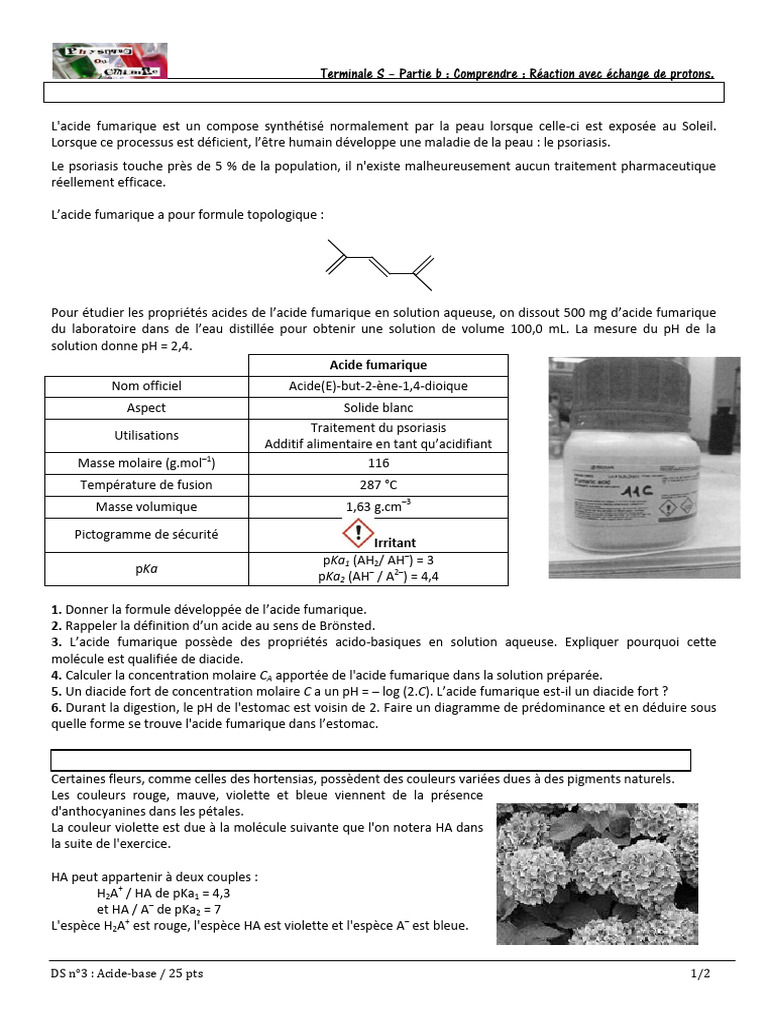 Acide fumarique et psoriasis | PDF | Acide | Ph