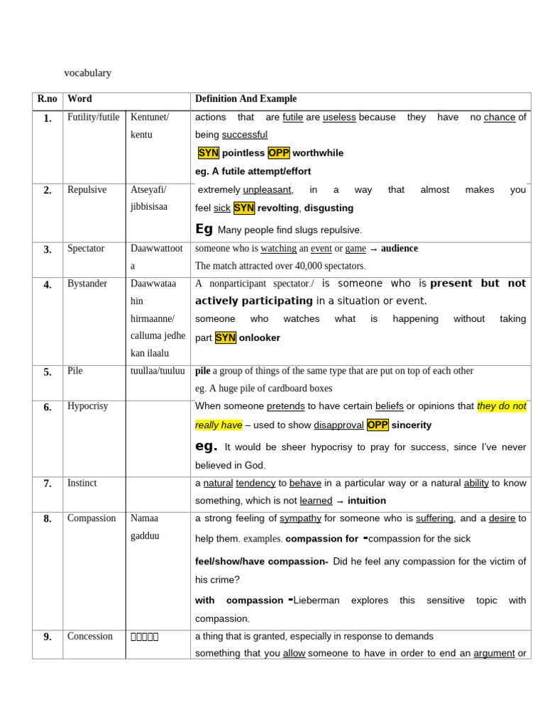 Vocabulary Pdf Compassion Cognitive Science