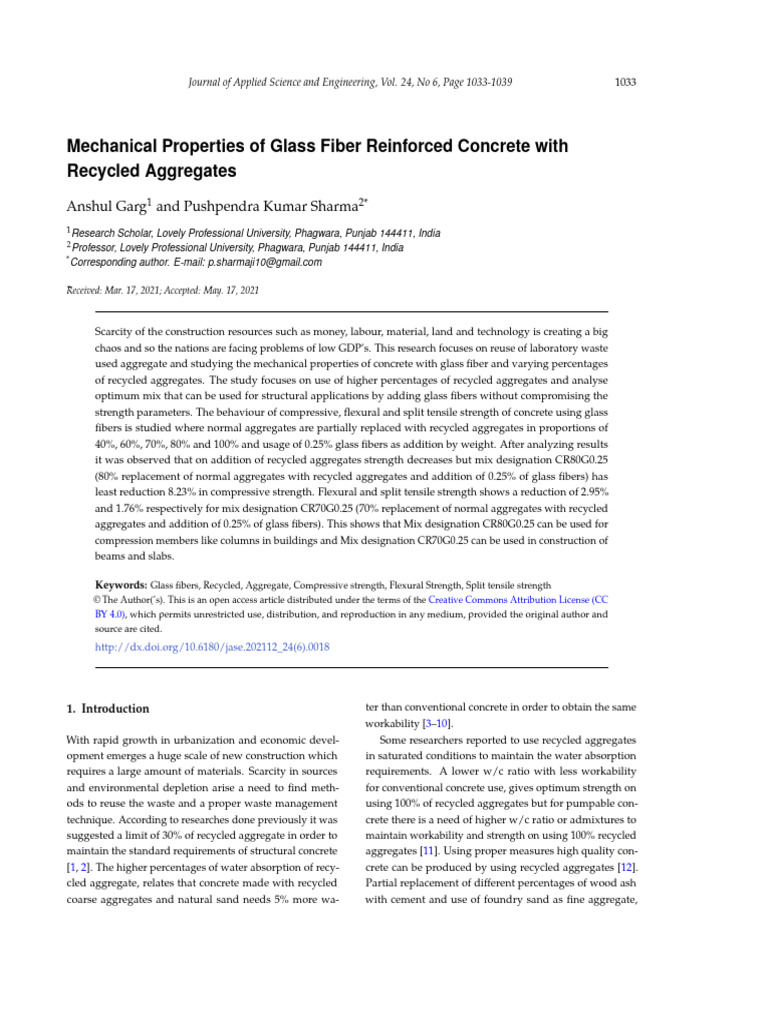 Glass Fiber Reinforced Concrete Study | PDF | Concrete | Strength Of ...