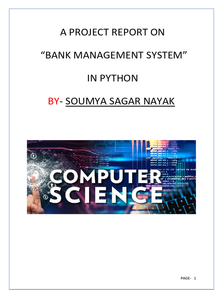 A Project Report On Bank Management System. | PDF | My Sql | Python ...