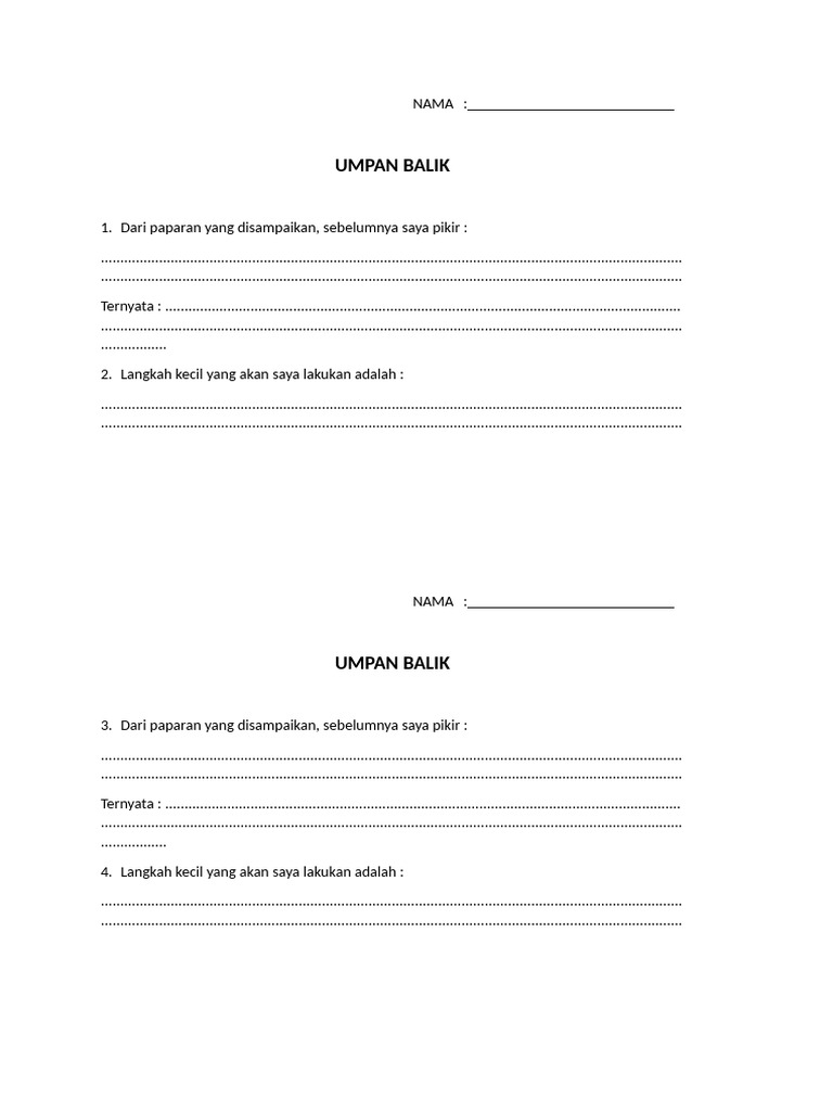 Form Umpan Balik Merdeka Mengajar | PDF | Karier & Perkembangan