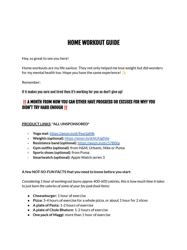 Beginner Home Workout Guide | PDF | Cooking, Food & Wine | Wellness