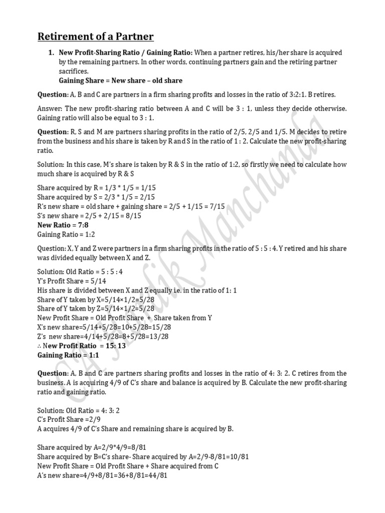 Partner Retirement Accounting Guide | PDF | Balance Sheet | Goodwill ...