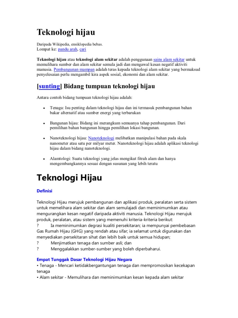 Teknologi Hijau Pdf