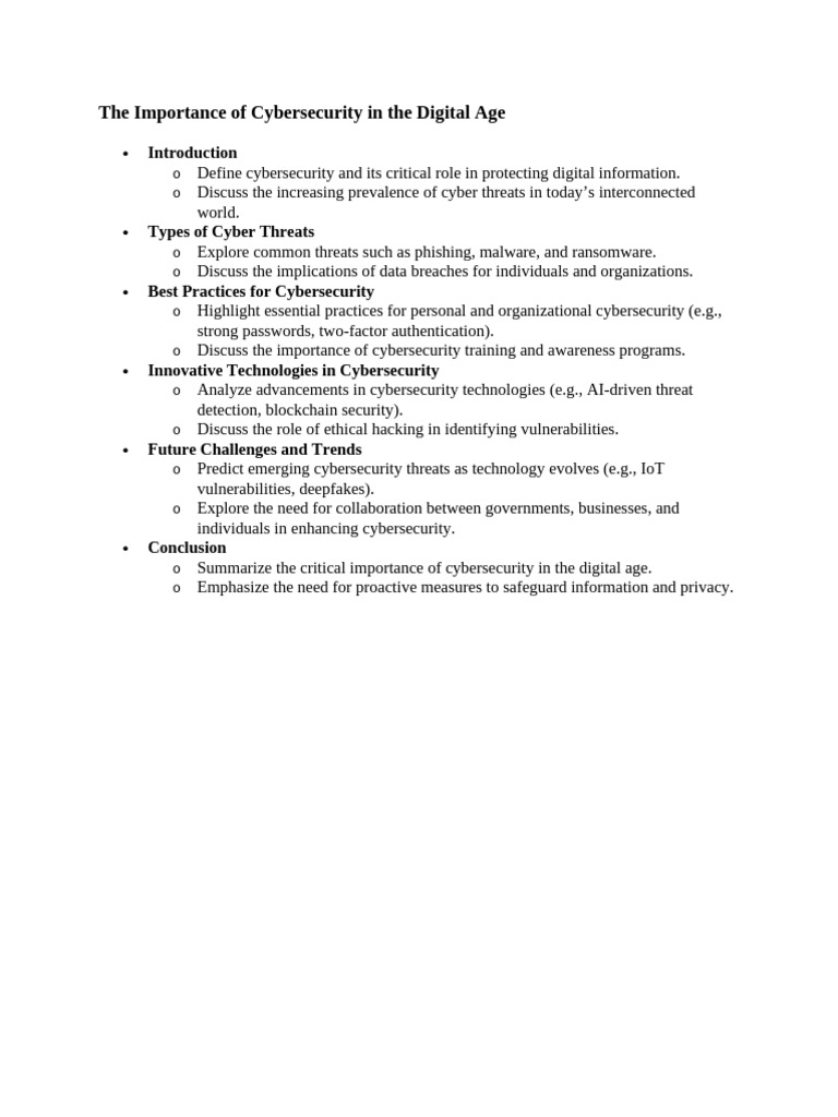 The Importance of Cybersecurity in The Digital Age | PDF | Social Science