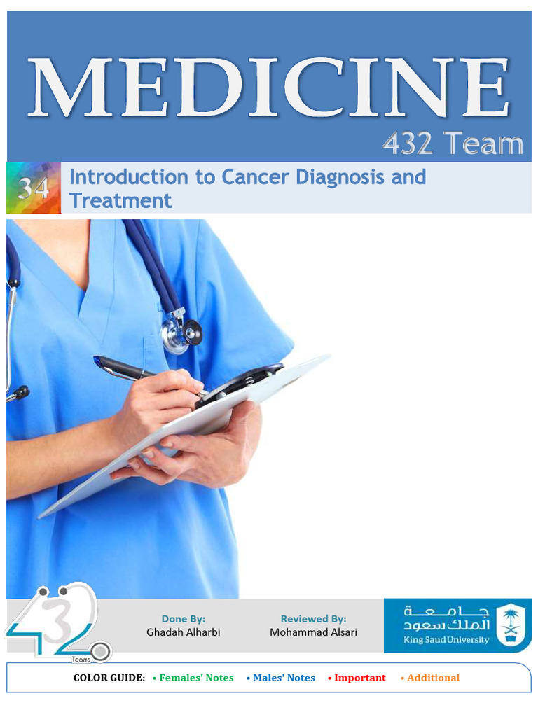 Lecture 34-Introduction to Cancer Diagnosis and Treatment | PDF ...