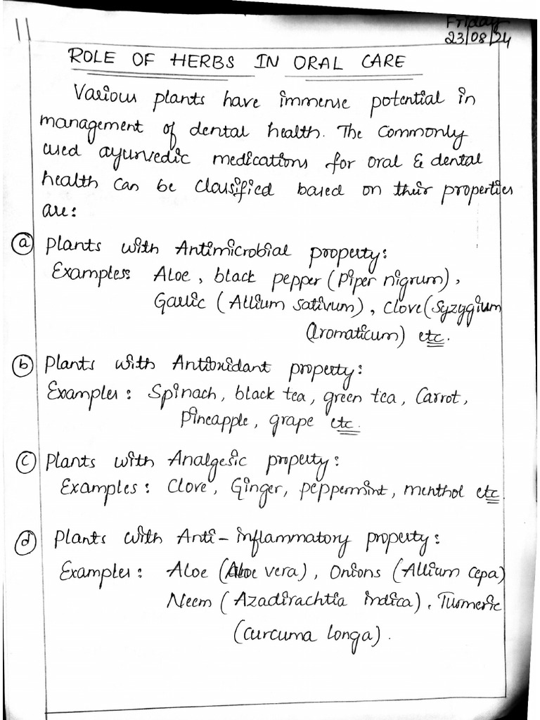 Role of Herbs in Oral Care | PDF