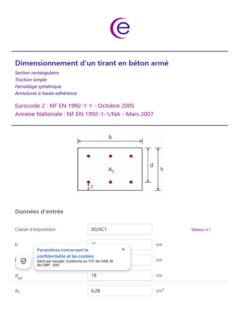 Dimensionnement tirant béton armé Eurocode | PDF | Matériaux de ...