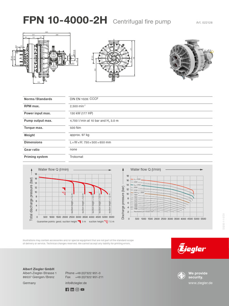 Ziegler FPN 10-2000 Fire Pump Specs | PDF | Pump | Mechanical Engineering