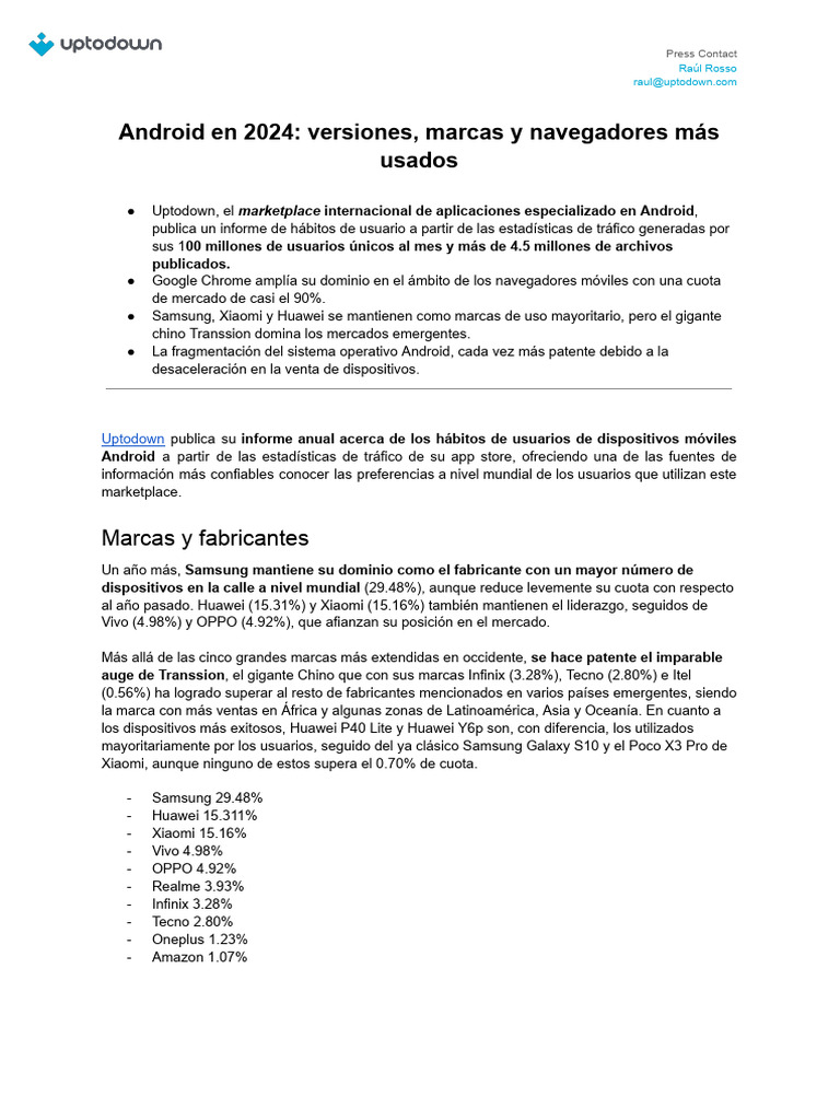 Informe android 2024 uptodown pdf android sistema operativo
