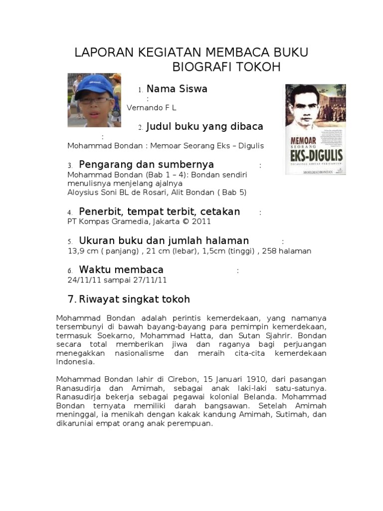 Contoh Laporan Kegiatan Membaca Buku Biografi Tokoh