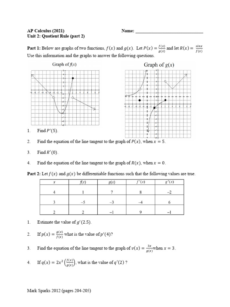 APC+7Quotient+Rule(part+2)(Sparks+204) | PDF