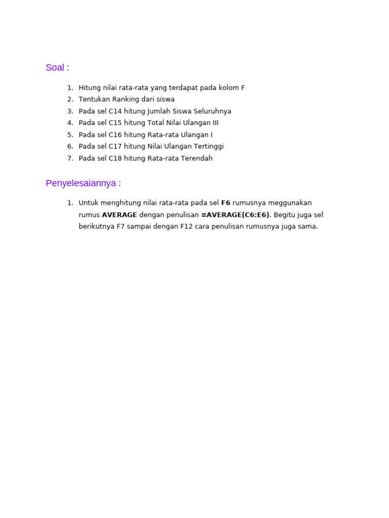 Soal Hitungan Excel | PDF