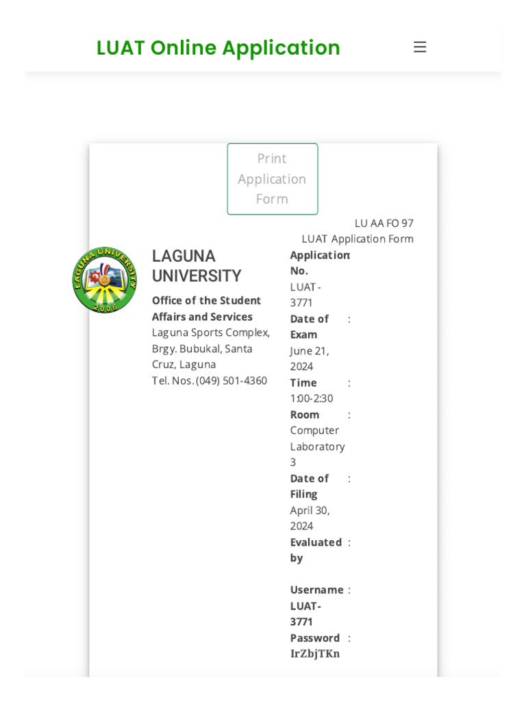 Laguna University Admission Test Form | PDF | Computer Security | Security