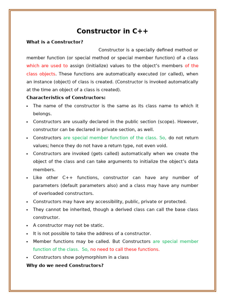 Constructor Final 10-10-2024 | PDF | Programming | Constructor (Object ...
