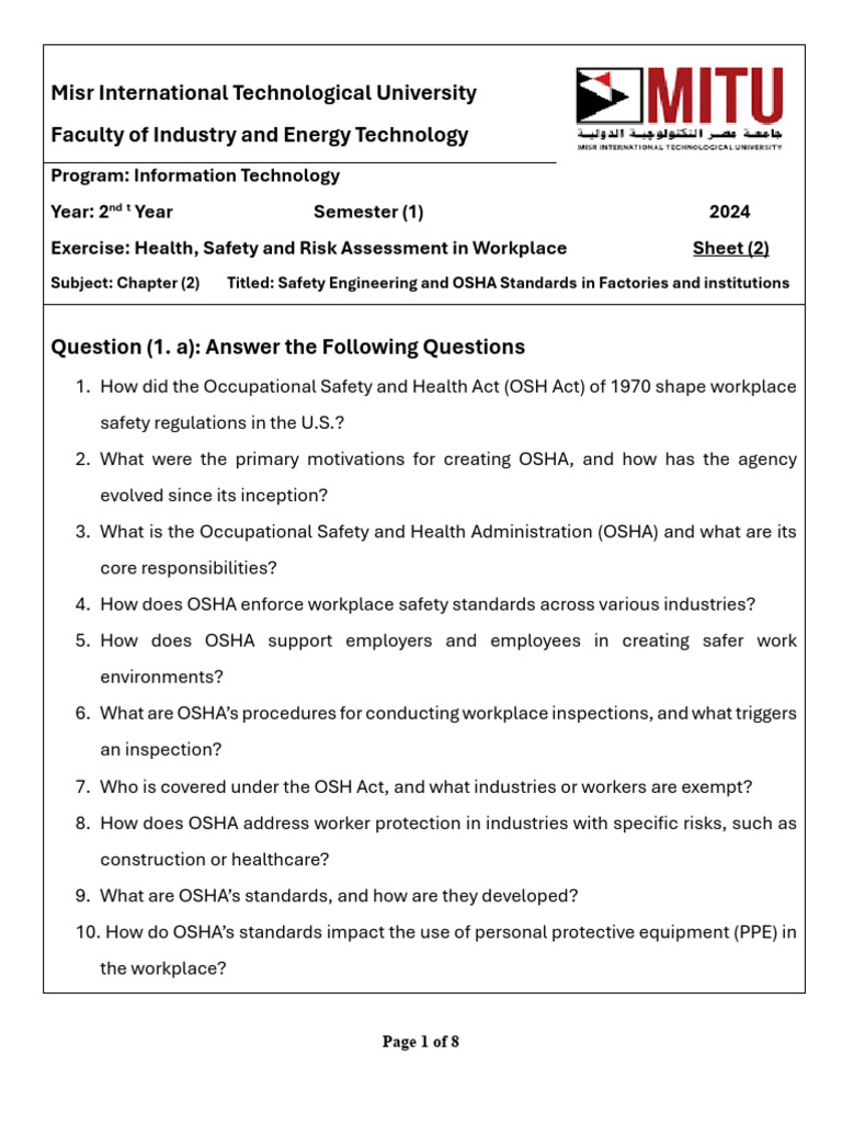 Understanding OSHA and Workplace Safety | PDF | Occupational Safety And ...