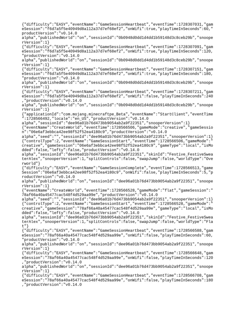 Game Session Heartbeat Data Logs | PDF | Technology & Engineering