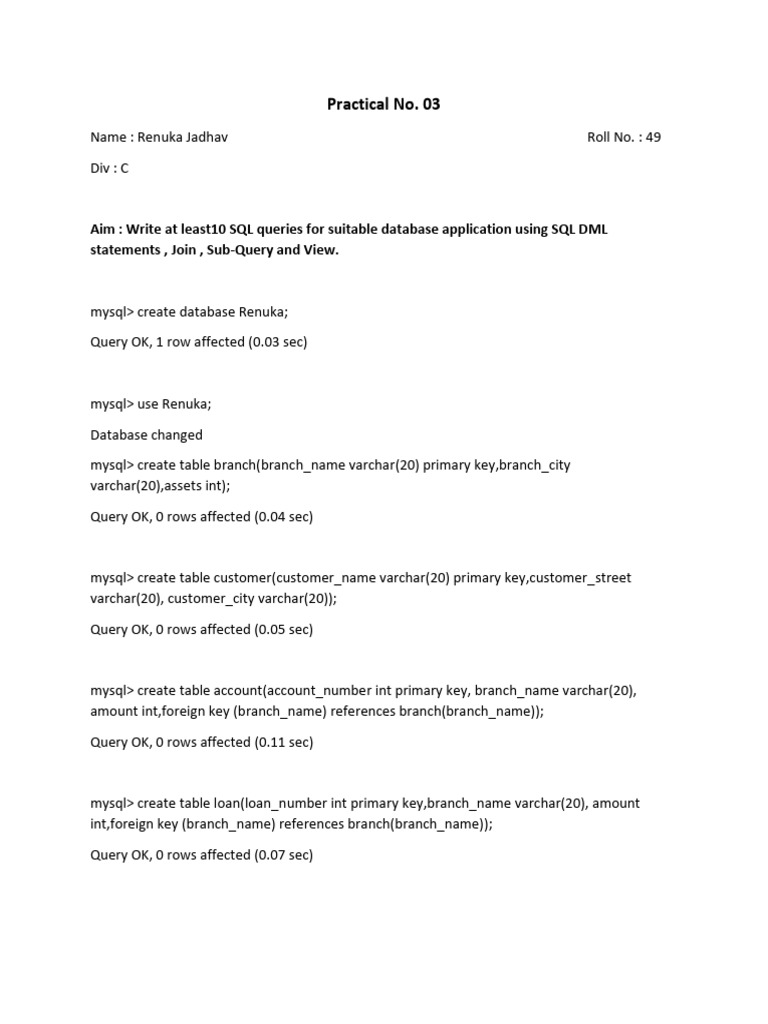 Practical No 09 | PDF | Table (Database) | Data