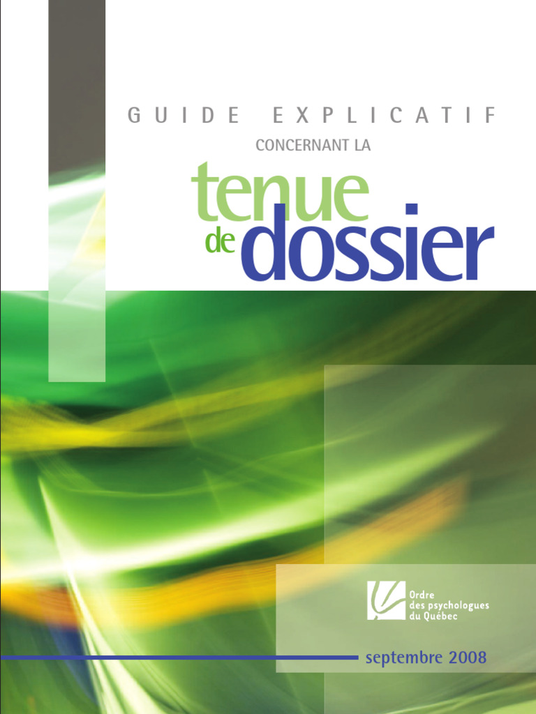 Guide sur la tenue des dossiers psychologiques | PDF | Psychologue ...