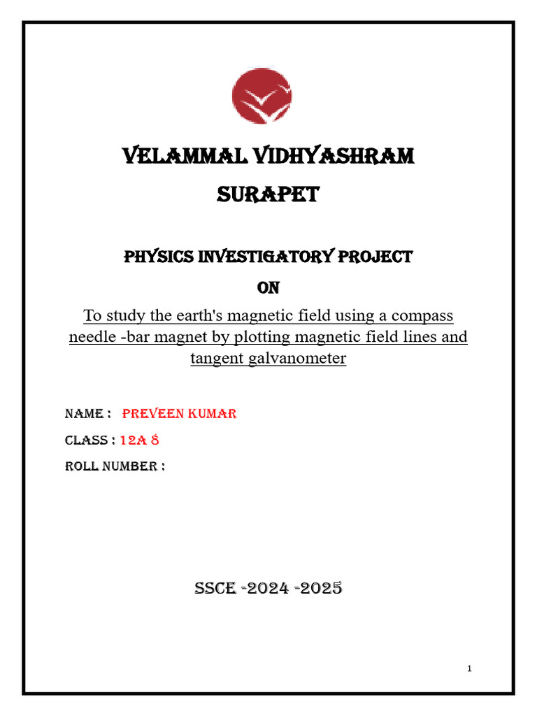 Earth's Magnetic Field Study Project | PDF | Earth's Magnetic Field ...
