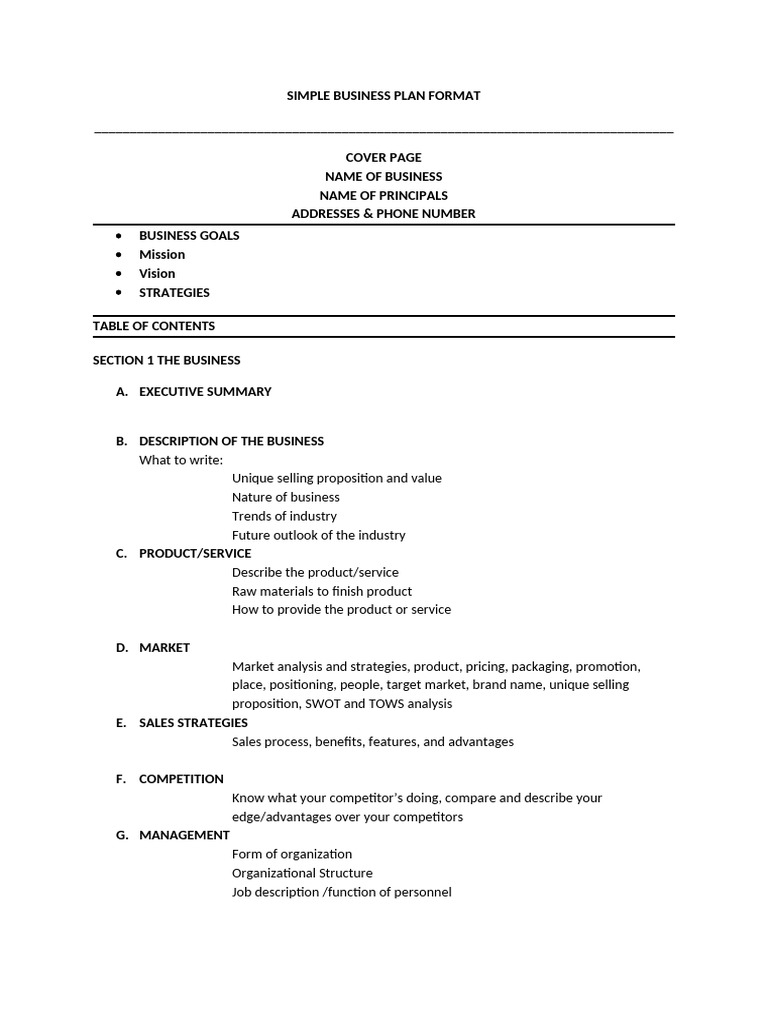 Simple Business Plan Template Guide | PDF | Finance & Money Management