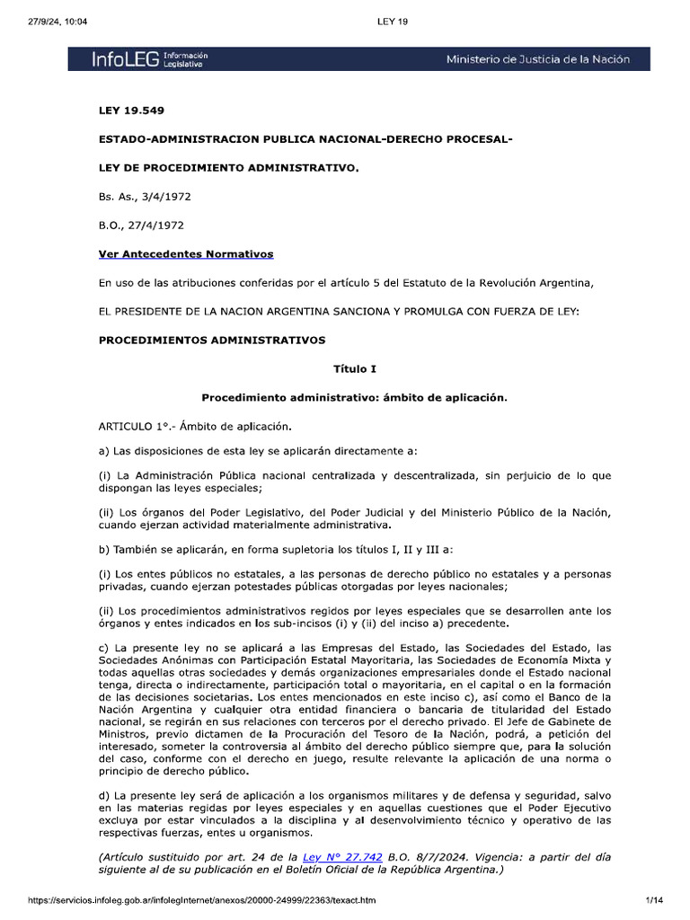 Ley 19549 | PDF