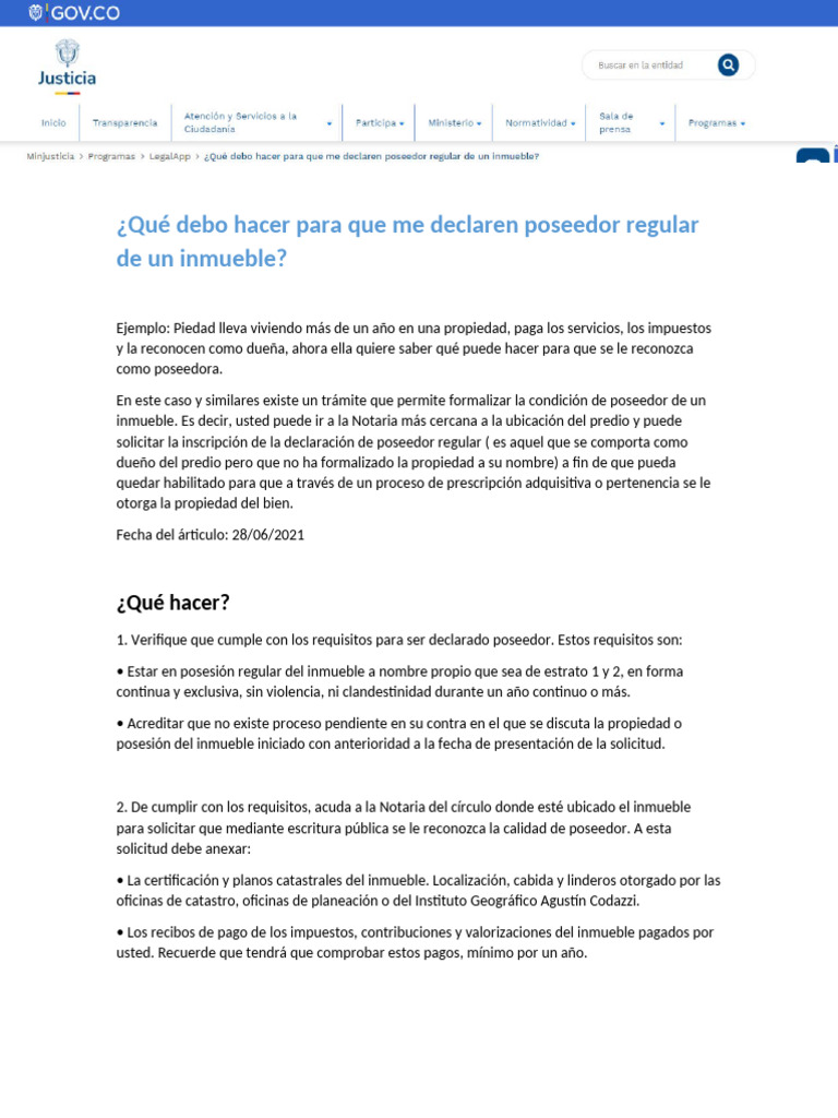Qué Debo Hacer para Que Me Declaren Poseedor Regular de Un Inmueble ...